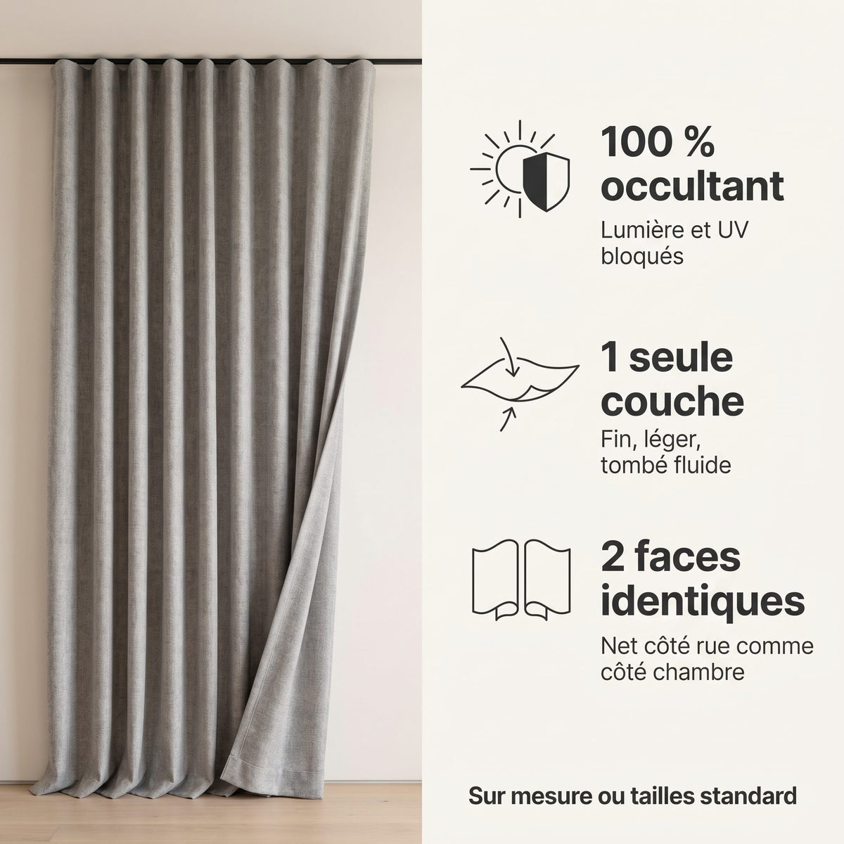 Rideau Occultant Monocouche Chiné Marron – avantages du rideau